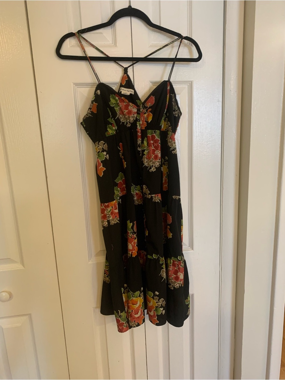 Floral Tiered Black Sundress - Strappy Summer Dress